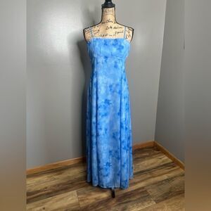 Hello Molly blue floral empire waist maxi dress size 10 whimsical romantic‎
